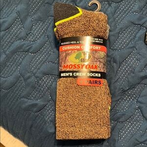 Mossy Oak 3pk Men's Crew Socks - Brown and Black
